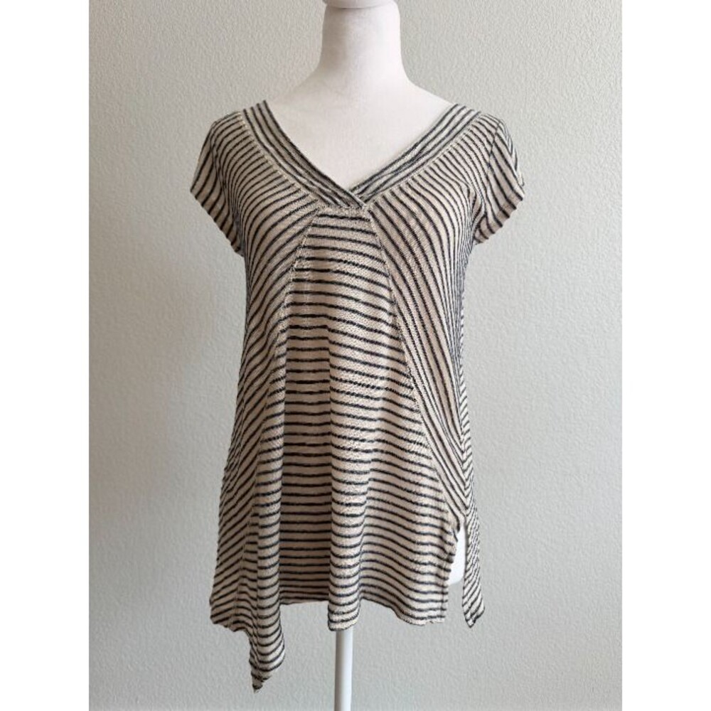 Anthropologie Meadow Rue Textured Striped Linen Asymmetrical Tunic Top XS